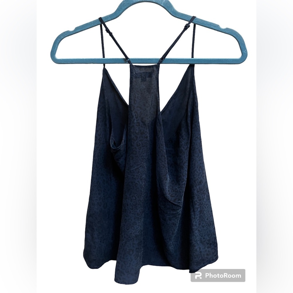 RAILS SILK Gwen midnight cheetah print luxury racerback cami size small blue EUC